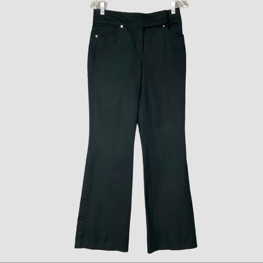 Escada Black Cotton Stretch Flare Trouser Pants 8